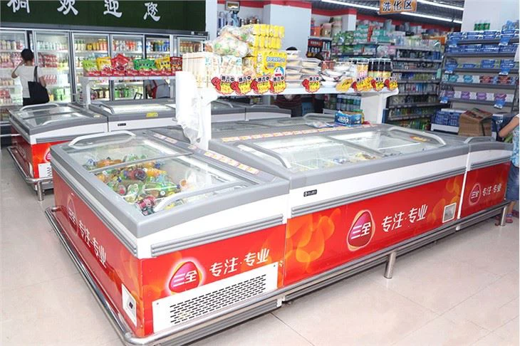 Top Open Glass Sliding Door Fridge